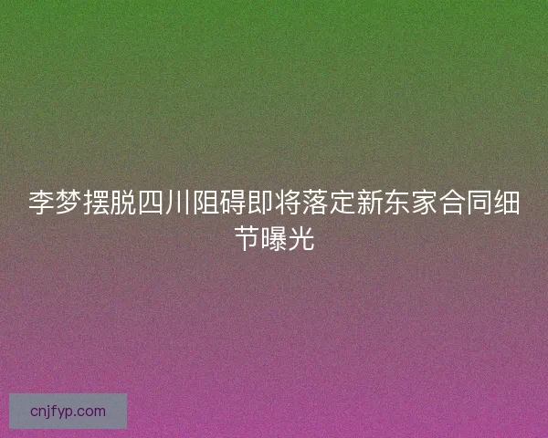 李梦摆脱四川阻碍即将落定新东家合同细节曝光 李梦摆脱四川阻碍即将落定新东家合同细节曝光